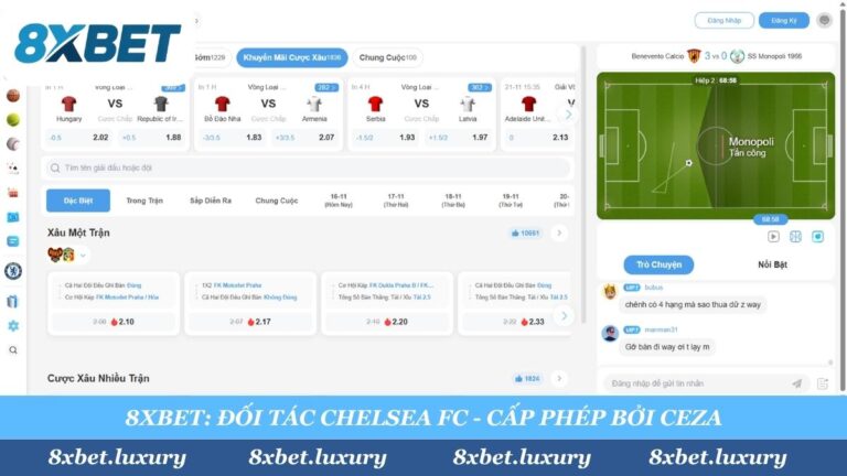 Cá Cược Bóng Đá 8xbet: Kèo Cược Đỉnh Cao – Đối Tác Chelsea FC