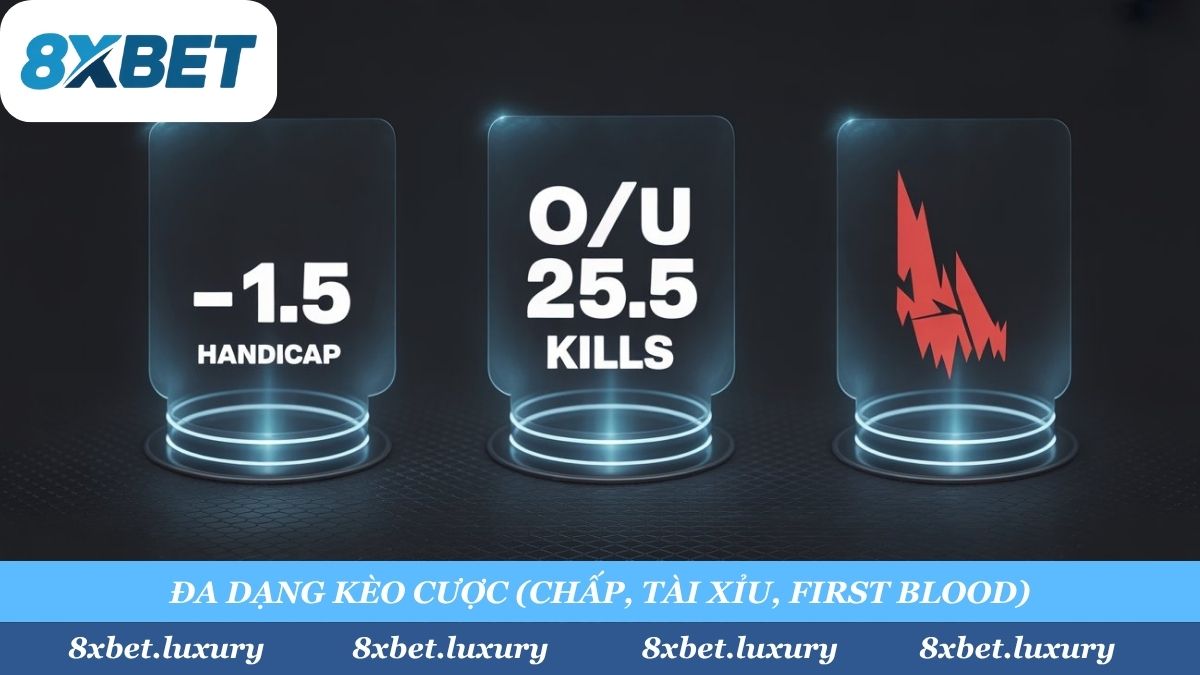 Từ kèo Chấp ván đấu, Tài Xỉu tổng mạng hạ gục, đến cược Chiến Công Đầu, 8xbet cung cấp mọi loại kèo Liên Quân bạn cần.