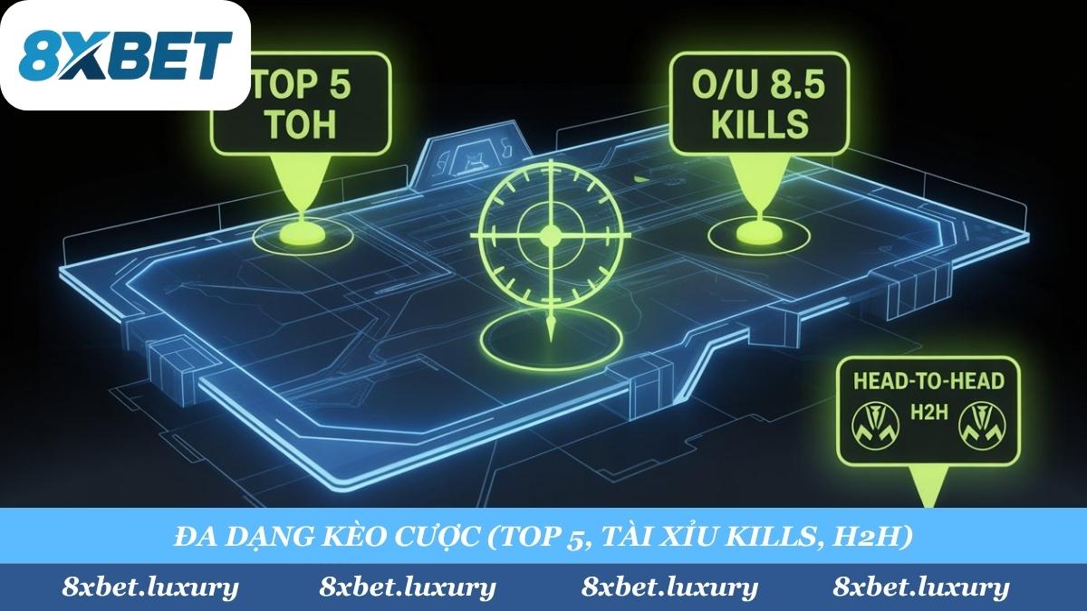 Soi kèo PUBG không chỉ là cược đội Vô Địch. Nắm bắt kèo Top 5, Top 10 và Tài Xỉu Kills để tối đa hóa lợi nhuận tại 8xbet.